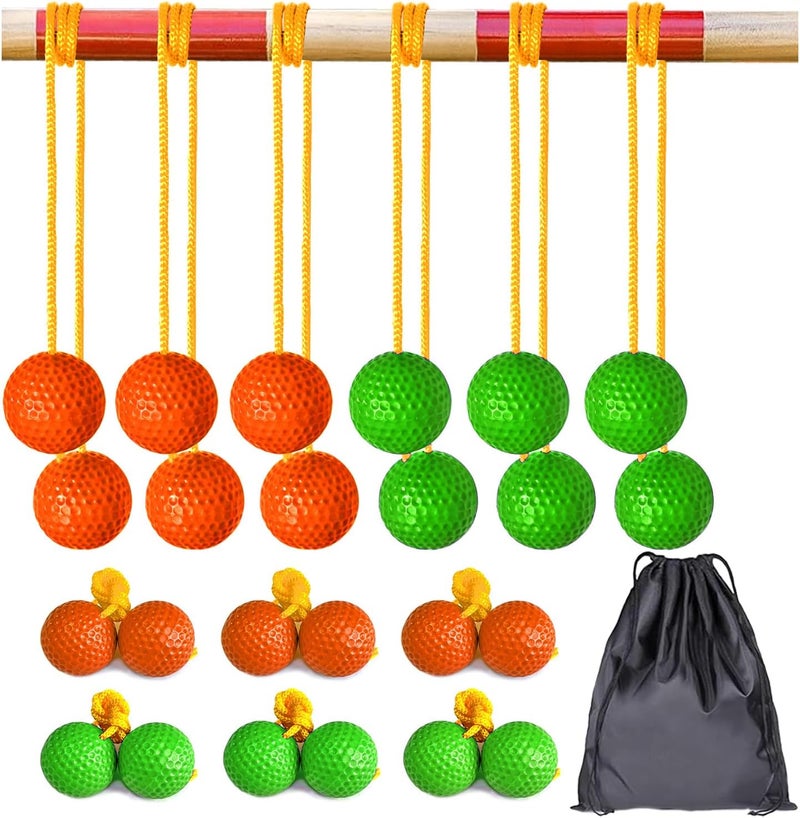 Unixing Ladder Ball Ladder Toss Balls Set Replacement Balls for Toss Match, Set of 6 with Storage Bag (Green & Orange) - Image 1